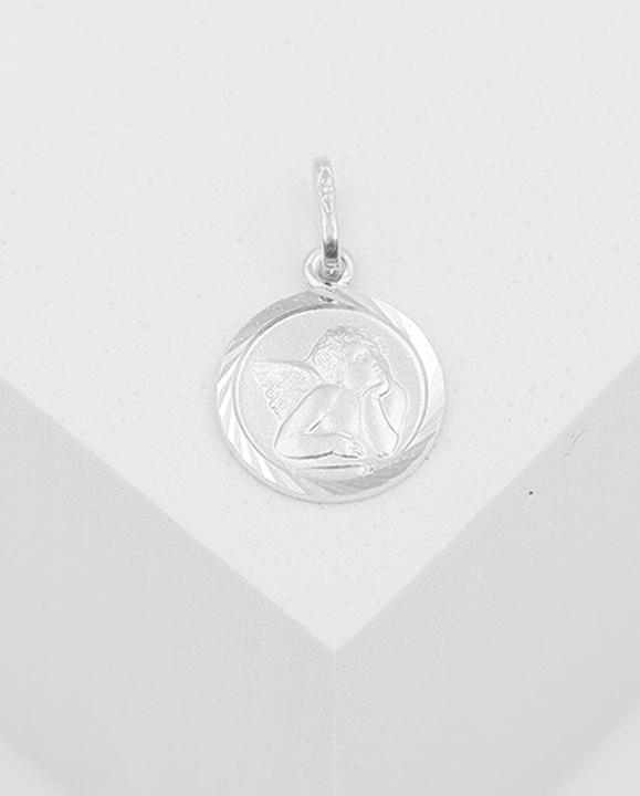 Image du produit Muau Pendant medal angel or blanc 750, 10mm (Or blanc 750/18K)