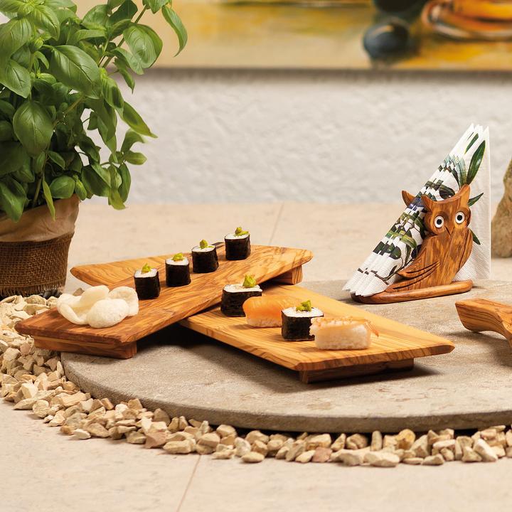 Actual product image Natura Punto Sushi board, serving plate with feet, 13 x 28 x 1.5 cm, olive wood