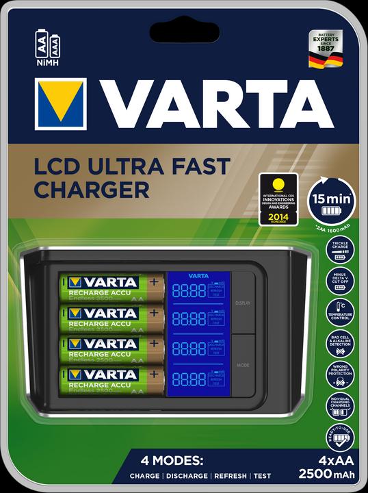 Actual product image Varta LCD Ultra Fast Charger (4 pcs., AA, 2400 mAh, Battery + charger)