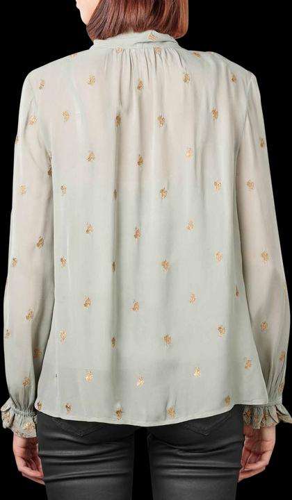 Immagine prodotto Scotch & Soda Embroidered Blouse Tie Neck Grey Sheer (XL)