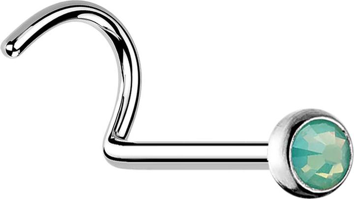 Immagine prodotto Star Piercing Nasenstecker gebogen silber mit Opal grün (senza ottone, Acciaio chirurgico 316L)