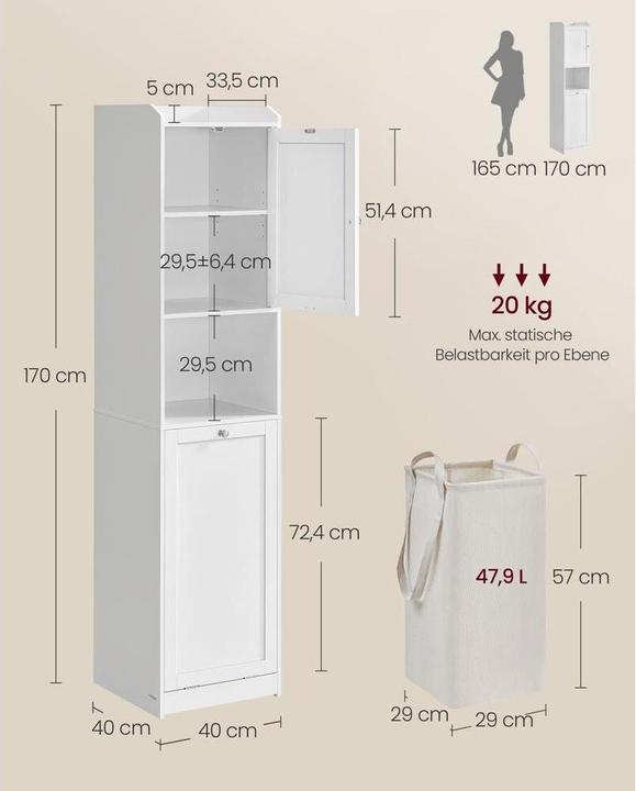 Image du produit Vasagle Butler (40 x 40 x 170 cm)