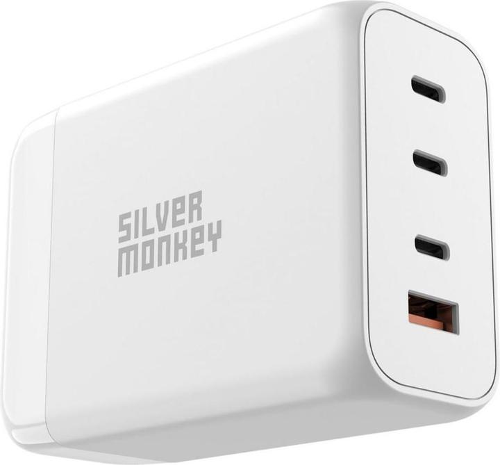 Actual product image Silver Monkey SMA156 200W GaN charger 3x USB-C PD USB-A QC 3.0 with detachable power cable - white (200 W)