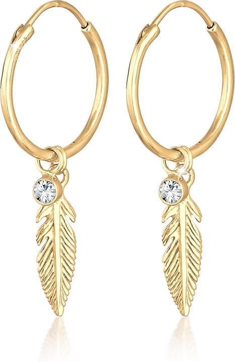 Elli Creole, Feder, Solitär-Ohrring (Glaskristall, 925 Sterling Silber)