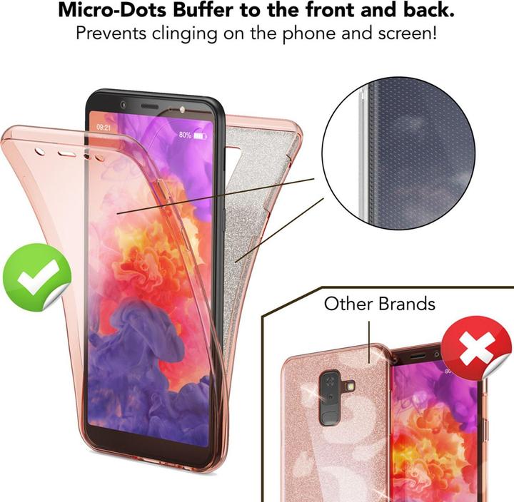 Produktbild Nalia Glitzer Handyhülle 360 Grad (Samsung Galaxy A6+)