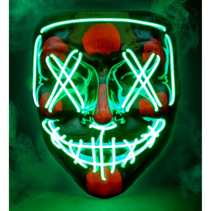 Actual product image Widmann Creepy X mask with green LED lighting