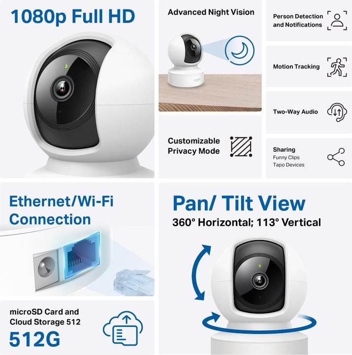Produktbild TP-Link WRL CAMERA PAN/TILT/TAPO C202 (1920 x 1080 Pixels)
