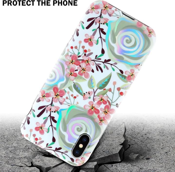 Actual product image Cadorabo IMD TPU Colorful Flowers & Leaves Cover (Apple iPhone X)
