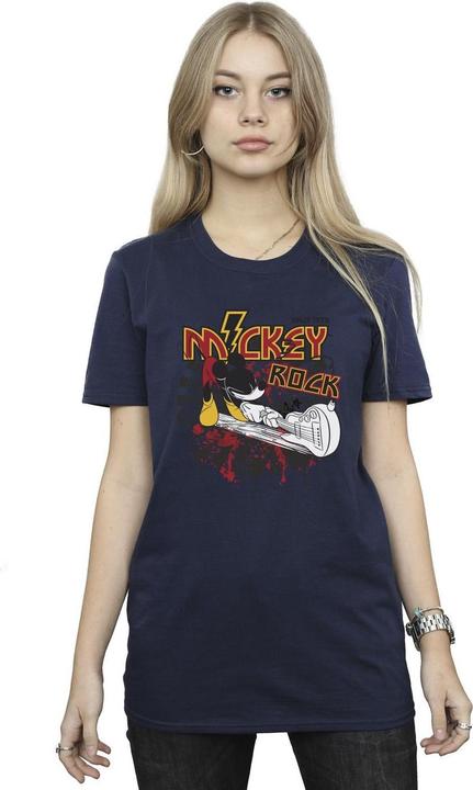 Actual product image Disney Womens/Ladies Mickey Mouse Smash Guitar Rock Cotton Boyfriend T-Shirt (L)