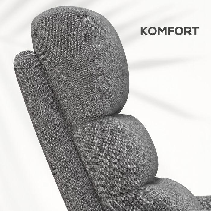Immagine prodotto Swisshandel24 Poltrona TV con supporto, elettrica, funzione reclinabile, look lino, telecomando, grigio