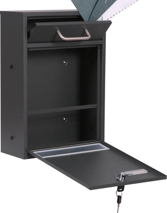 Actual product image Wiltec 2x3 Wall Mounted Letter Box V53 Anthracite Lockable Post Box Mailbox with Viewing Slot