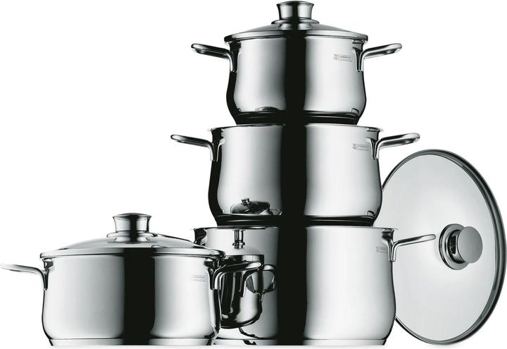 Topfset Induktion Kochtopfset 4tlg Glasdeckel Diadem Plus Edelstahl (24 cm, Pfannenset + Topfset, Edelstahl)