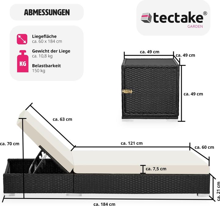 Immagine prodotto tectake 2 sedie a sdraio (184 cm)