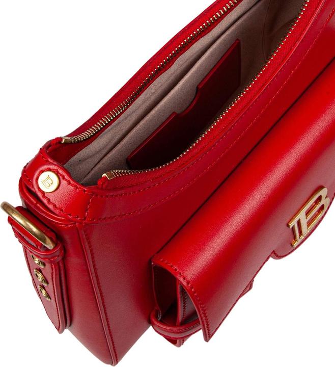 Actual product image Balmain b-buzz hobo leather shoulder bag red color