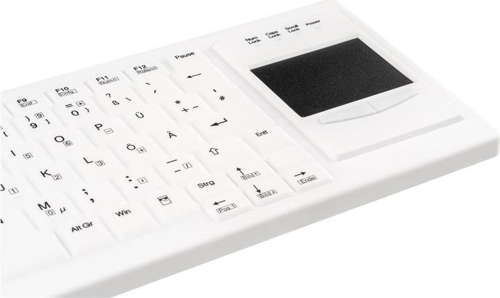 Produktbild Gett Cleantype Xtra Touch Protect Silikontastatur mit Touchpad IP68 desinfizierbar USB Farbe weiss L (DE, Kabelgebunden)