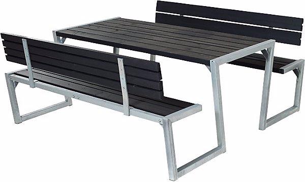 Produktbild Plus Garten Gruppensitzbank, Länge 1760 mm, mit Rückenlehne, schwarz