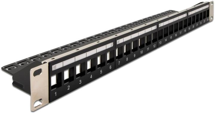 Produktbild Delock 19? Keystone Patchpanel 24 Port mit Entlastungsschiene schwarz