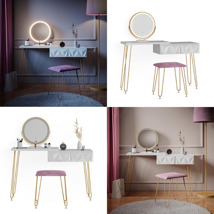 Actual product image Vicco Bella with stool and lighting (120 x 37 x 76 cm)