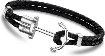 Actual product image Lotus Style -ack leather bracelet with anchor LS1881-2 / 6 (L) (MAT BIJOU)