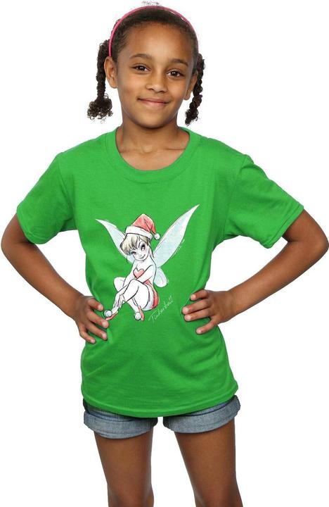 Actual product image Disney Girls Tinkerbell Christmas Fairy Cotton T-Shirt (152, 158)