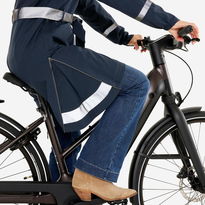 Produktbild Btwin Regentrenchcoat City 940 wasserdicht Damen marineblau (XS)