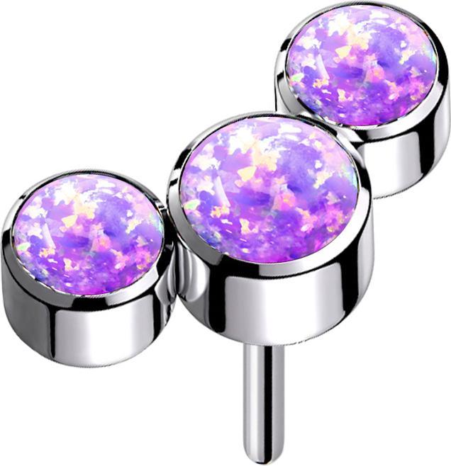 Produktbild Star Piercing Threadless silber drei Opale violett (Titan G23, ohne Messing)