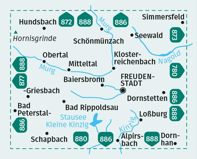 Energie-Label Wanderkarte 878 Freudenstadt, Baiersbronn, Simmersfeld, Lossburg, Alpirsbach 1:25.00