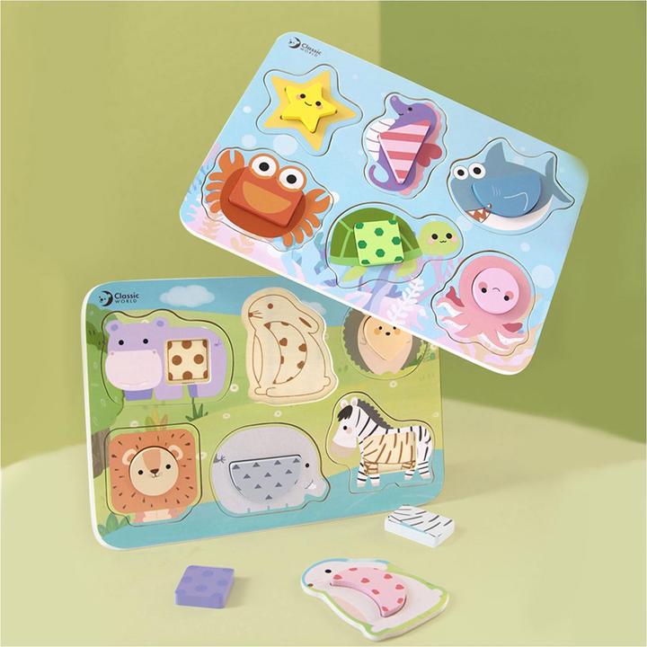 Immagine prodotto Classic World Puzzle di legno con animali marini, 13 pezzi. (13 pezzi)