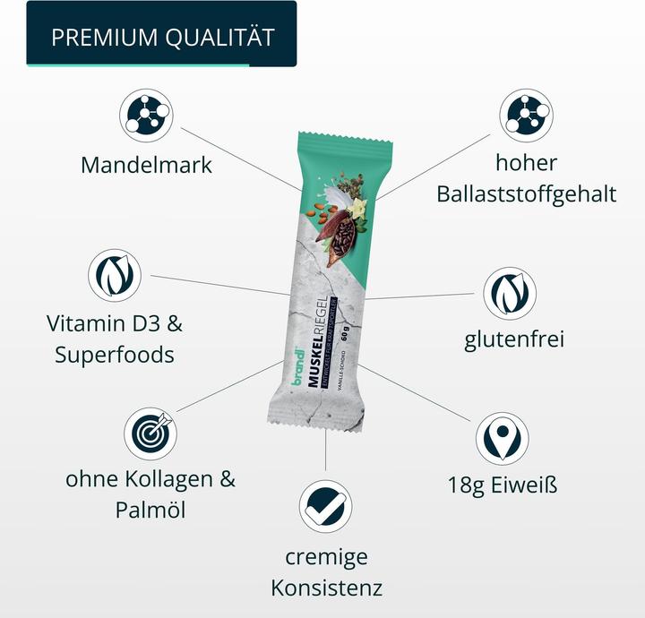 Immagine prodotto Brandl-Nutrition Riegel Schokolade/Vanilla (Cioccolato alla vaniglia, 12 pz., 720 g)