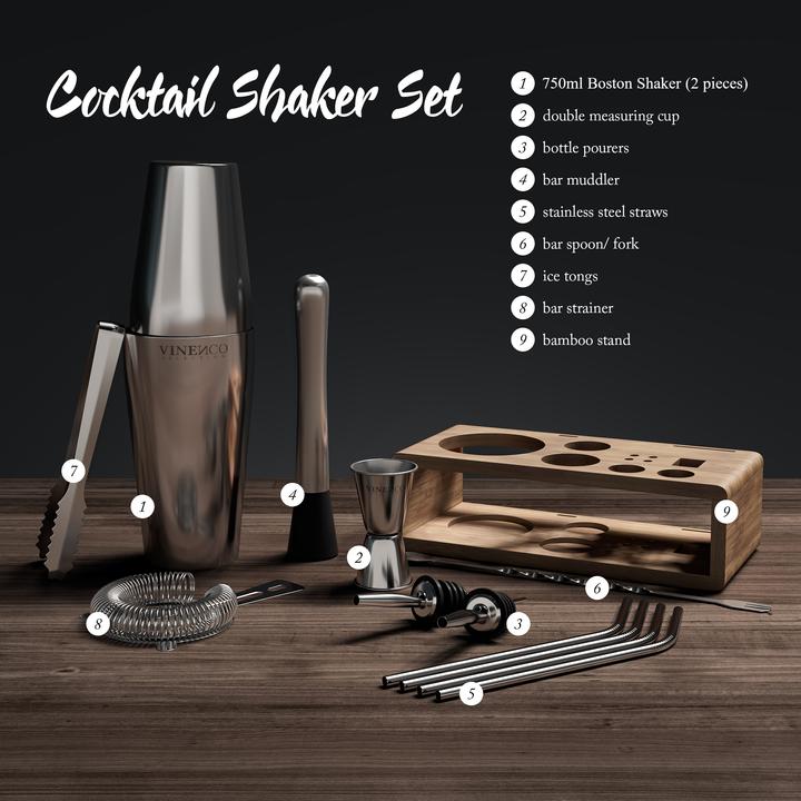 Image du produit Vinenco Set de shakers à cocktail Boston (Set de cocktail)