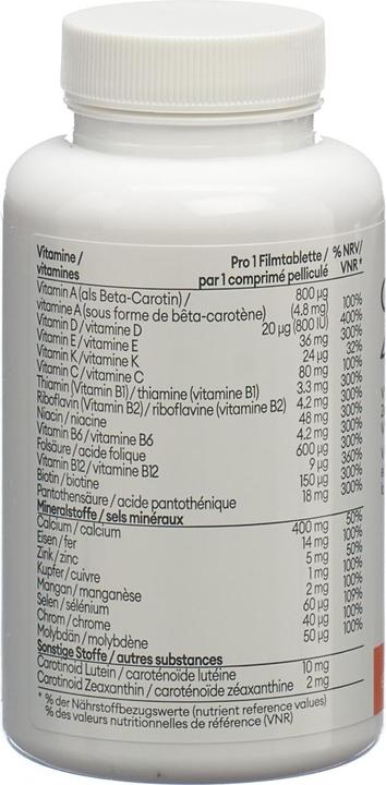 Valeurs nutritives et ingrédients Complex Boîte de 45+ comprimés pelliculés (120 pièce(s), Cachets, 243 g)