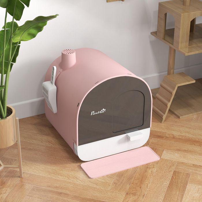 Produktbild Swisshandel24 Katzentoilette mit Haube, für Katzen bis 5 kg, Rosa (Katzenklo geschlossen)