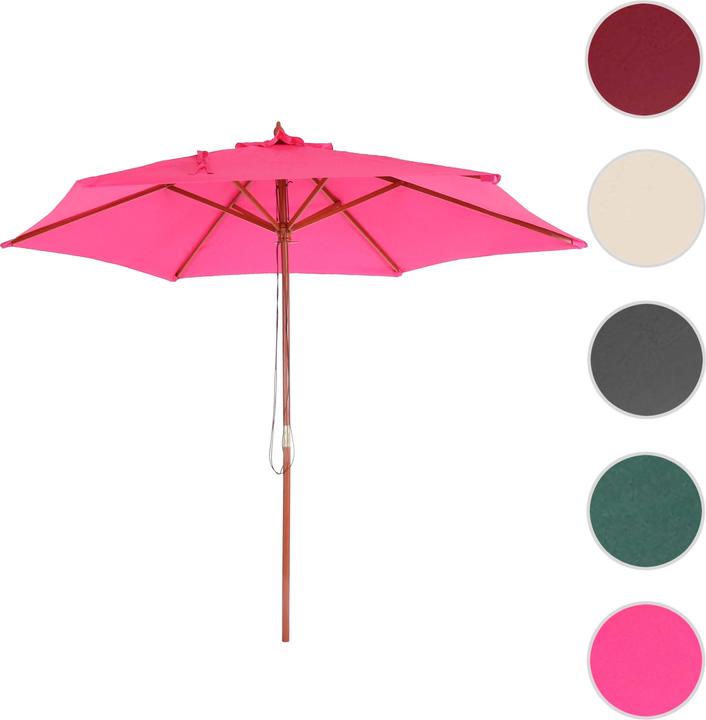Produktbild Mendler Sonnenschirm Florida, Gartenschirm Marktschirm, Ø 3m Polyester/Holz - pink (3 m)