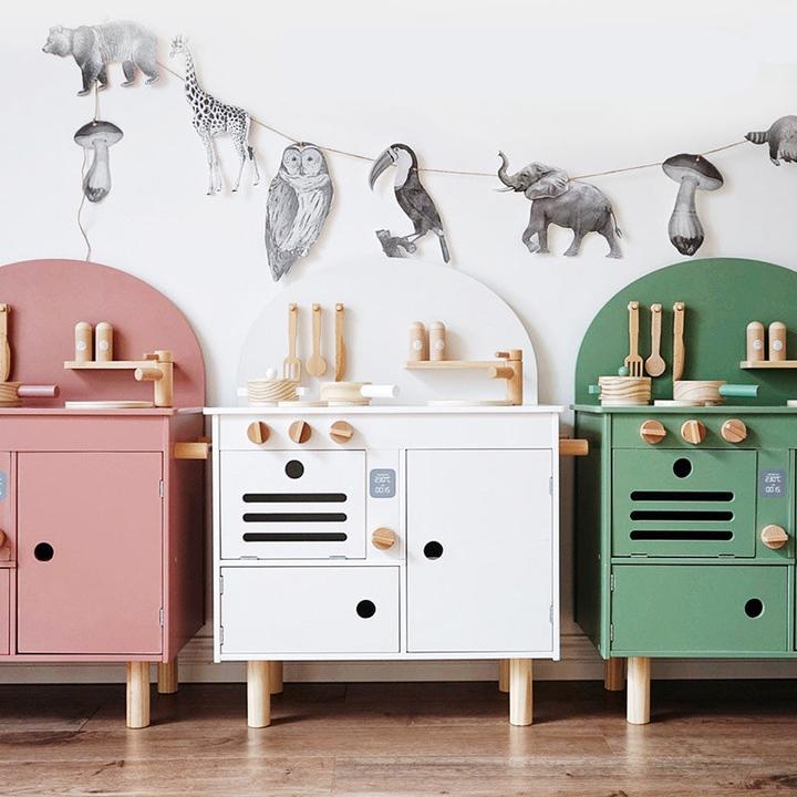 Actual product image Nelaroom Retro wooden kitchen with accessories