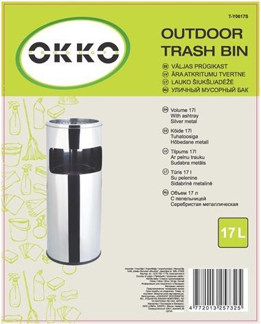 Actual product image Okko ROUND TRASH BIN WITH ASHTRAY T-Y0617S