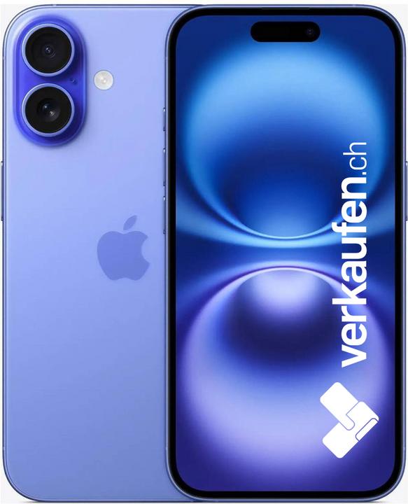 verkaufen.ch iPhone 16 (128 GB, Ultramarine, 6.10", 48 Mpx, SIM + eSIM, A / Like new)