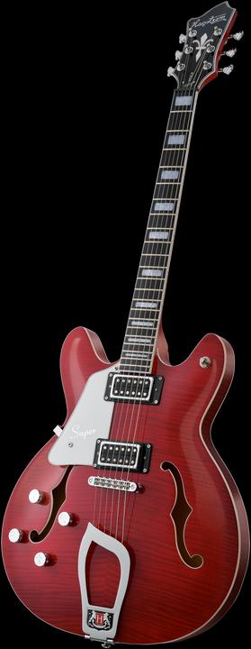 Immagine prodotto Hagstrom Chitarra elettrica, Super Viking, Wild Cherry Transparent Flame, mano sinistra (Chitarra semi acustica)