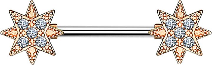 Produktbild Star Piercing Barbell 14k vergoldet Stern mit Kristall (Chirurgenstahl 316L, Messing)