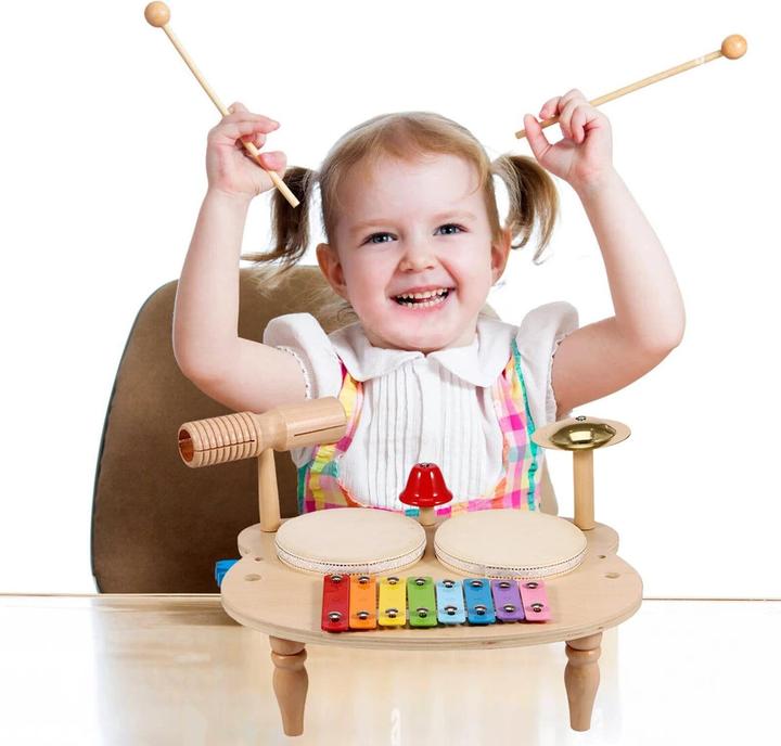 Actual product image Activity Board Wooden music toy for children, multifunctional music drum table, early education