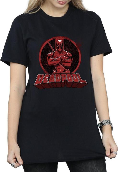 Actual product image Deadpool Womens/Ladies Arms Crossed Logo Boyfriend T-Shirt (L)
