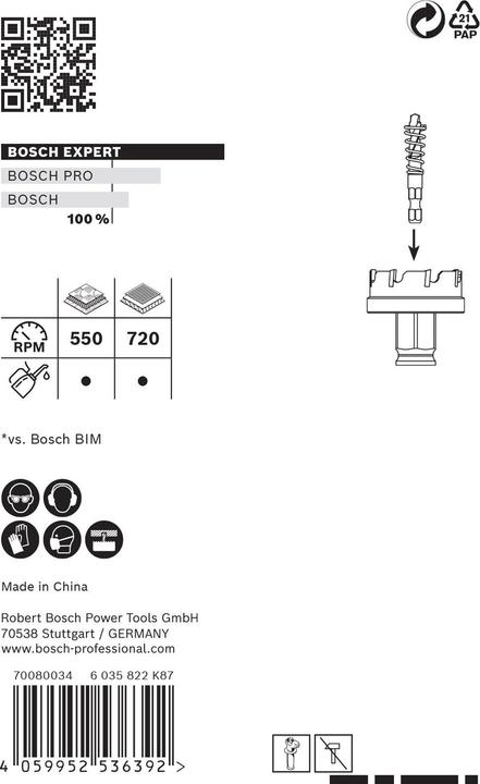 Immagine prodotto Bosch Professional Zubehör Expert sega a tazza per lamiera, 22 x 40 mm (22 mm)