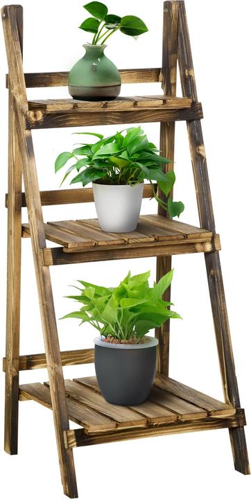 Outsunny Pflanzentreppe Blumentreppe Pflanzregal 3 Stufen Tannenholz Dunkelbraun 40 x 37 x 93 cm