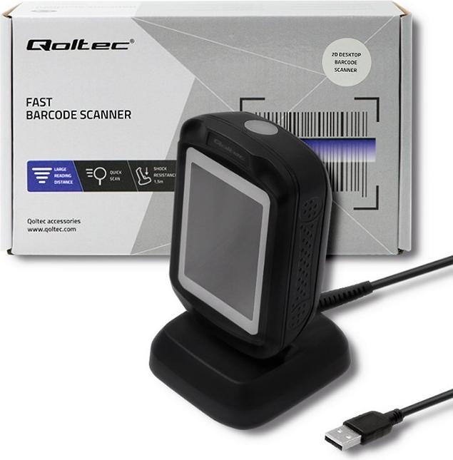 Image du produit Qoltec 50864 Lecteur de code à barres Lecteur de code à barres fixe 1D/2D LED (Codes à barres 1D, Codes à barres 2D)