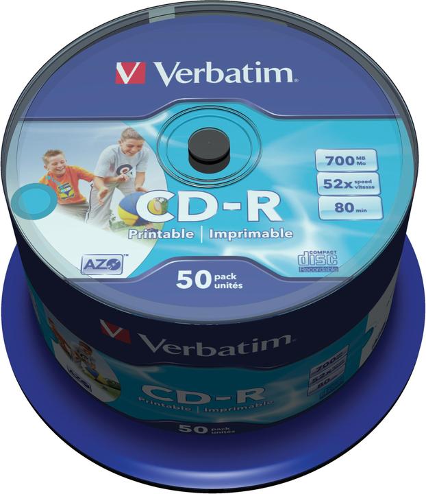 Produktbild Verbatim CD-R, 700MB, 52x, Spindel, bedruckbar (50 x)