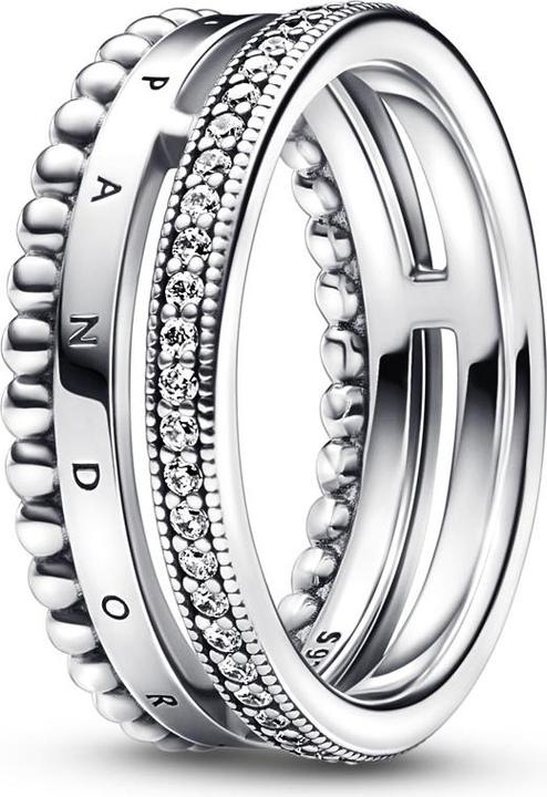 Pandora Signature Logo Pavé & Beads Ring