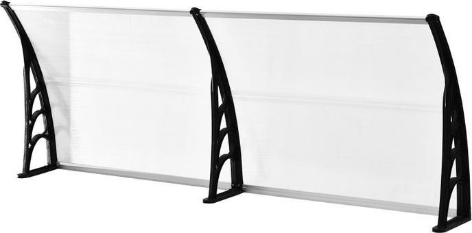 Actual product image Swisshandel24 Canopy for front door 75x195x23 cm 5mm polycarbonate aluminium transparent