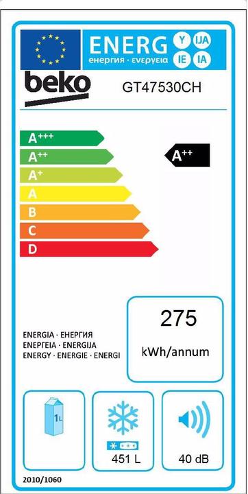 Energie-Label Beko GT47530CH (Freistehend, 451 l)