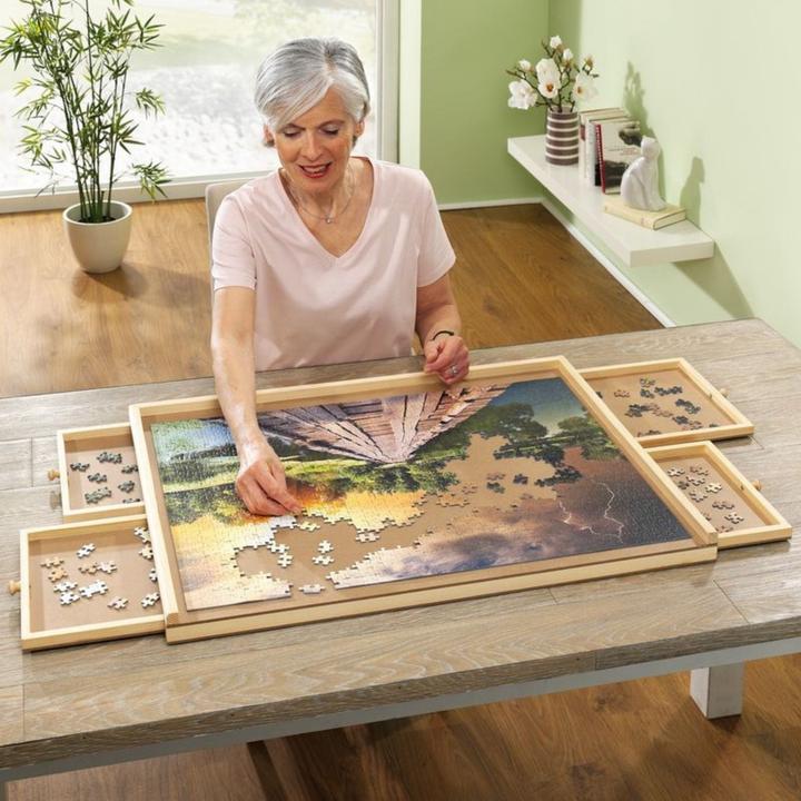 Produktbild Hermex Puzzlebrett mit Auszügen Puzzletafel Puzzleunterlage (1500 Teile)