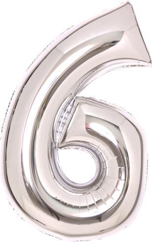 Amscan Foil balloon silver, 66cm, number 6 (1 x)