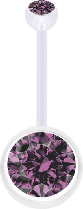 Actual product image Star Piercing Banana Pregnancy transparent with two balls crystal large light purple (Bioflex, without brass)